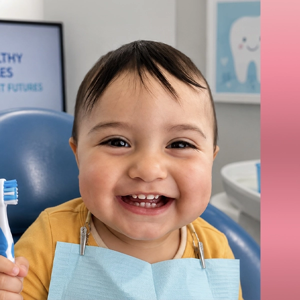 Happy Child Holding A Toothbrush