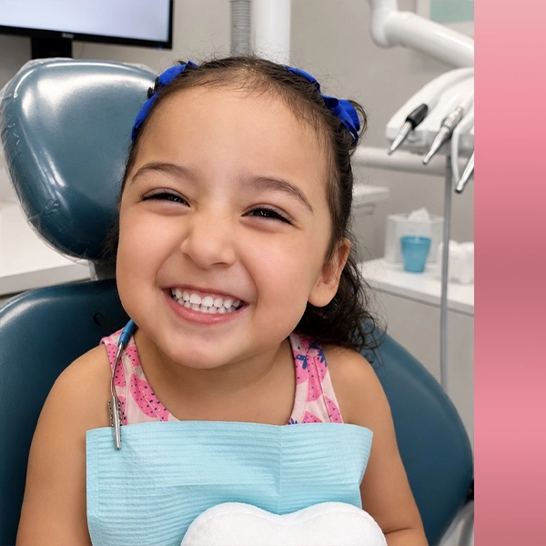 Happy Little Girl In Dental Chair